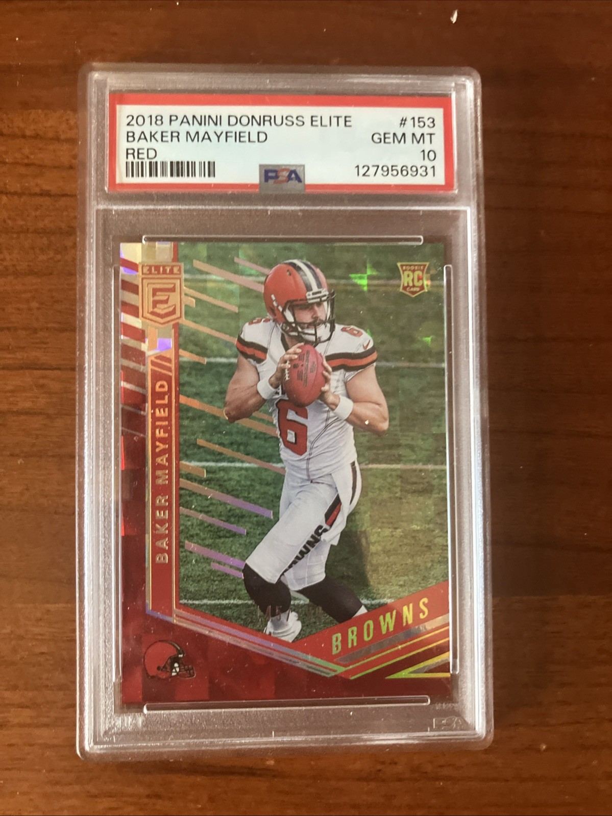 2018 Donruss Elite Baker Mayfield Red /199 Rookie #153 PSA 10