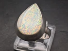 🔥 VINTAGE STERLING SILVER BIG TEARDROP BRIGHT FIRE OPAL RING SZ 11 SIGNED 🔥