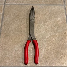 Snap-on 411CF RED Soft Grip 11" Long Neck 35° Bent Needle Nose Pliers [Used]
