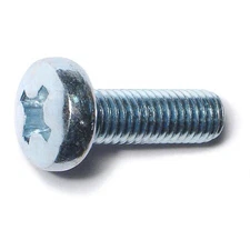 MIDWEST FASTENER 51586 M8-1.25 x 25 mm Phillips Pan Machine Screw, Zinc Plated