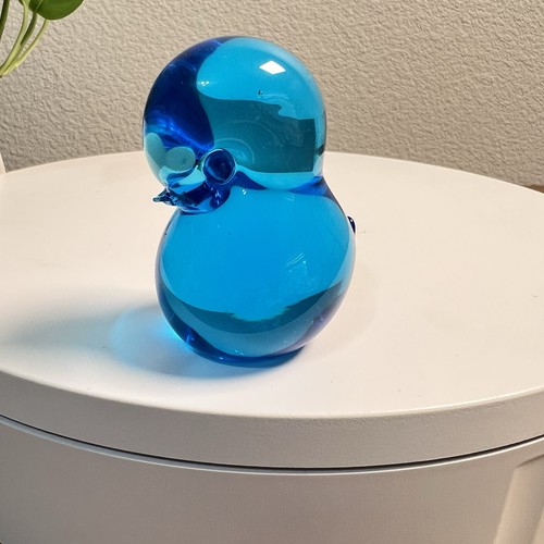 FM Konstglas Blue Bird pulcino fermacarte vetro artistico RONNEBY SVEZIA 3,25 vintage - Foto 4 di 7