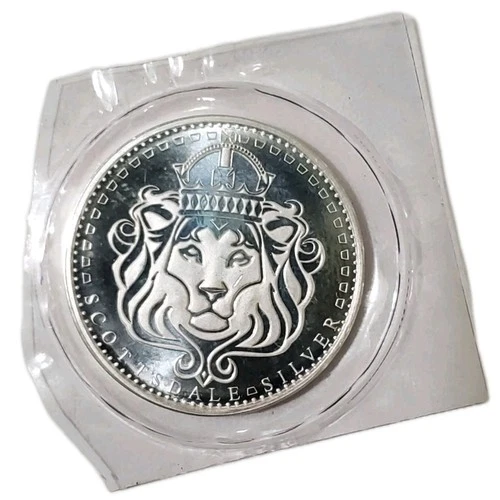 1 Oz Silver SCOTTDALE LION Sealed Proof-Like Round.