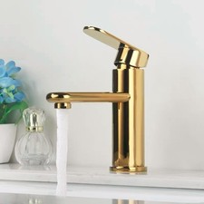 Ti-Gold Basin Tap Bathroom Sink Mixer Round Modern Brass Single Lever Faucet