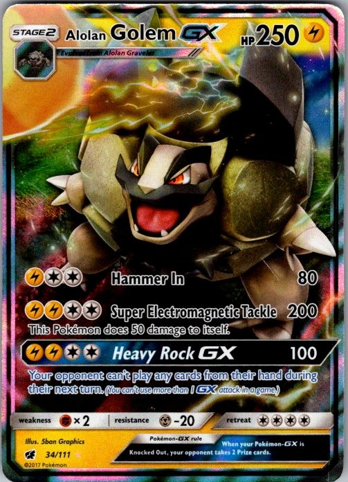 Alolan Golem GX Holo Ultra Rare SM - Crimson Invasion 34/111 HP