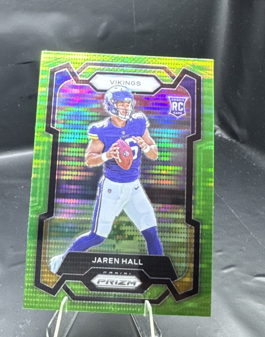 2023 Panini Prizm Jaren Hall Neon Green Pulsar Prizm #367 Vikings