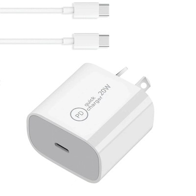 Quick Charging 20W Type-C Charger +Type C to USB C Cable f Sonim XP8 XP8800 USA