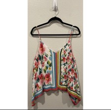 ZARA Pointed Side Floral Stripe Camisole Size XS