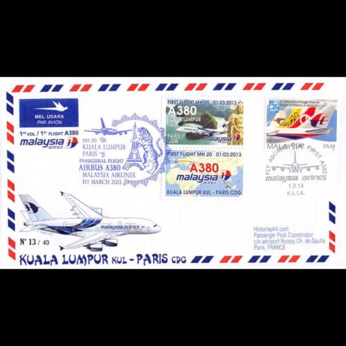 A380-214T3 - FFC A380 MALAYSIA AIRLINES 1ER VOL KUALA LUMPUR-PARIS - Photo 1 sur 2
