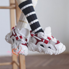 Sports Shoes Clunky Sneaker Holes Good Sole for 1/4 1/3 BJD Doll Red White AOD