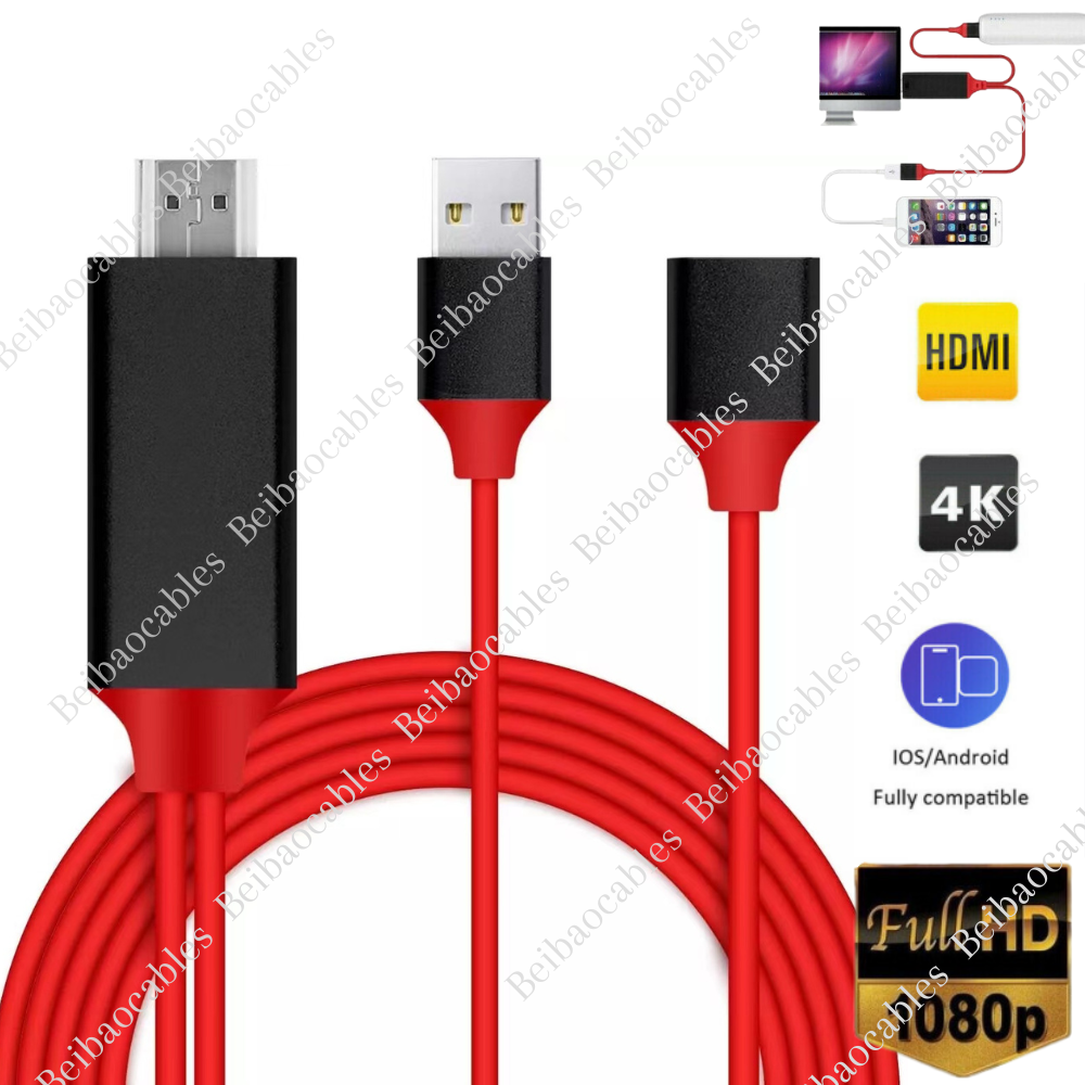 HDMI Cable 1080P Phone to TV HDTV AV Adapter Universal For iPhone Android Type C-image