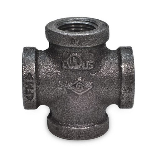 1/4" BLACK MALLEABLE IRON CROSS 4-way TEE fitting pipe npt