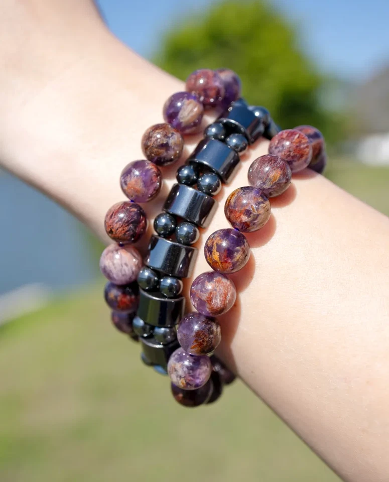 SUPER SEVEN CRYSTAL Quartz Crystal Stretch Bracelet 10mm - 12mm Melody's Stone - Image 4 of 4