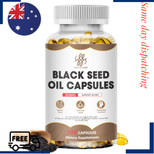 200mg Black Seed Oil Capsules Pure Cold Pressed Joint Support Strong Antioxidant - Picture 1 of 6