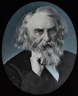 ANTIKES HANDKOLORIERTES magisches Laternendia HENRY WADSWORTH LONGFELLOW um 1890 FOTO