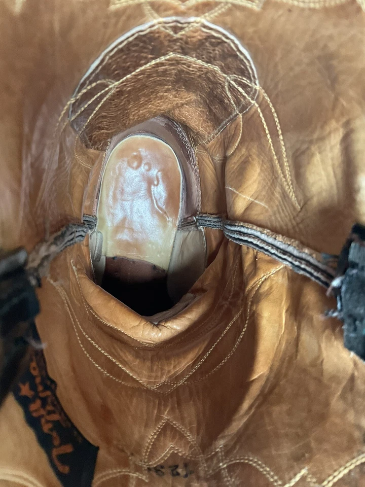 Botas de Vaquero Tony Lama Años 60 Verde Esmeralda 10 E Etiqueta Dorada Envejecida Foto 4 de 4