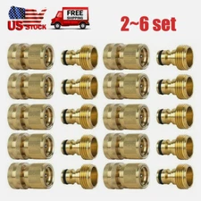 US Garden Hose Quick Connect Water Hose 3/4" Fit Brass Female Male Connector Set