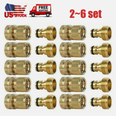 #ad #ad US Garden Hose Quick Connect Water Hose 3 4quot; Fit Brass Female Male Connector Set $35.00