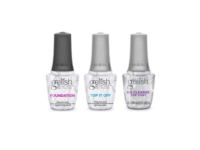 Gelish Soak off Gel Trio Foundation Base & Top It off & No Cleanse Top Coat .5oz