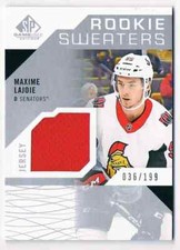 2018-19 SP GAME USED ROOKIE SWEATERS MAXIME LAJOIE JERSEY 1 COLOR 036/199 OTTAWA