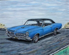 1967 PONTIAC GTO new oil painting muscle car 16x20 art original signed CROWELL 