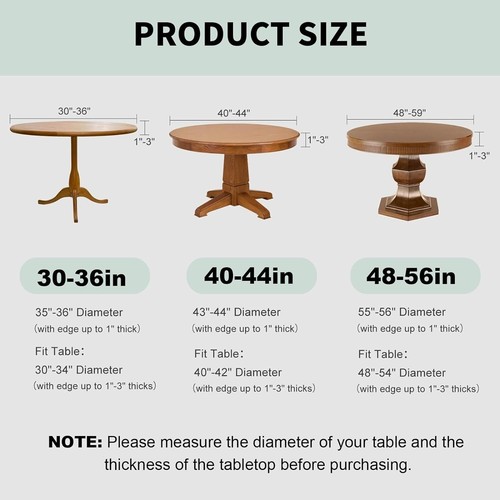 Fitted Round Tablecloth Waterproof Round Picnic Tablecloth Spandex Stretch El... - Picture 8 of 8