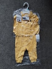 ORIGINAL RALPH LAUREN BABYSUIT ROMPER. YELLOW, 6 MONTHS, 14.5 LB, 24.5", NEW