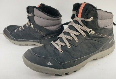 Quechua Decathlon Mid Top Black Walking Hiking Shoes Women's Size 9.5