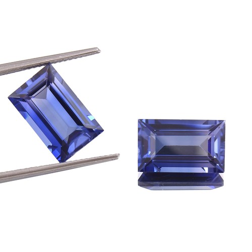 Natural Ceylon Blue Sapphire Emerald Cut Loose Gemstone Matched Pair 14x10MM - Picture 5 of 6