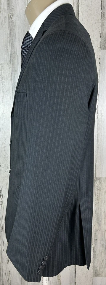 Traje de 2 piezas Vittorio St. Angelo para hombre talla 42L 35x32 gris a rayas [A-1982] Foto 3 de 4