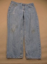 Carhartt Size 36x28 Mens Blue 100 Cotton Zip Fly Pockets Straight Jeans 204