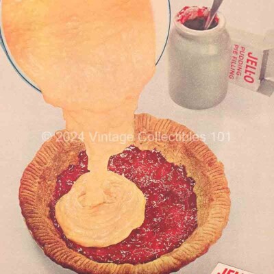 1954 Jello Coconut Cream Pie Fruit Jam dessert kitchen photo art decor print ad