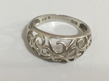 Vintage Domed Top 925 Solid Sterling Silver Filigree Quality  Ring Size 7
