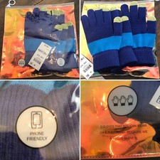 INC International Concepts-Pair 1-Knit Gloves SET-Blue-PHONE FRIENDLY-NWT
