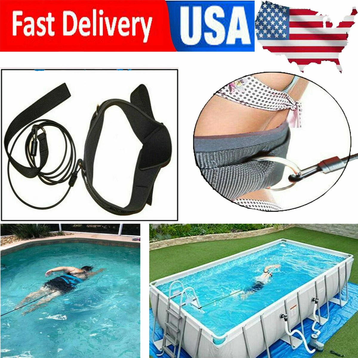 Strong Swim Trainer Belt Swimming Tether Pool Swim Training Aid