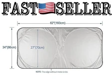 ELUTO Windshield Sun Shade Car Sun Shade 210T Excellent UV Reflector 62” X 34”