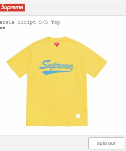 NWT Supreme Men's Intarsia Short Sleeve T shirt Yellow Size Medium