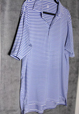 Turtleson Polo Shirt Tour Performance Mens Size L Blue stripes Short Sleeve
