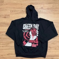 Green Day American Idiot Black Pullover Hoodie Sweater Size XL Rock Band Punk