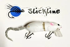 SLICKLINE Floating Jointed Rattling Mouse Swimbait Fishing Lure Bass Pike WHITE