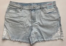 Cat  Jack Girls' Side-Lace Light Blue Jean Shorts Adjustable Waist Size XXL 18