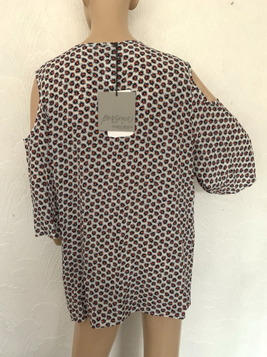 MARINA RINALDI PERSONA Floral Print Cold Shoulder Blouse 23 UK 18 US 14 BNWT - Picture 9 of 16