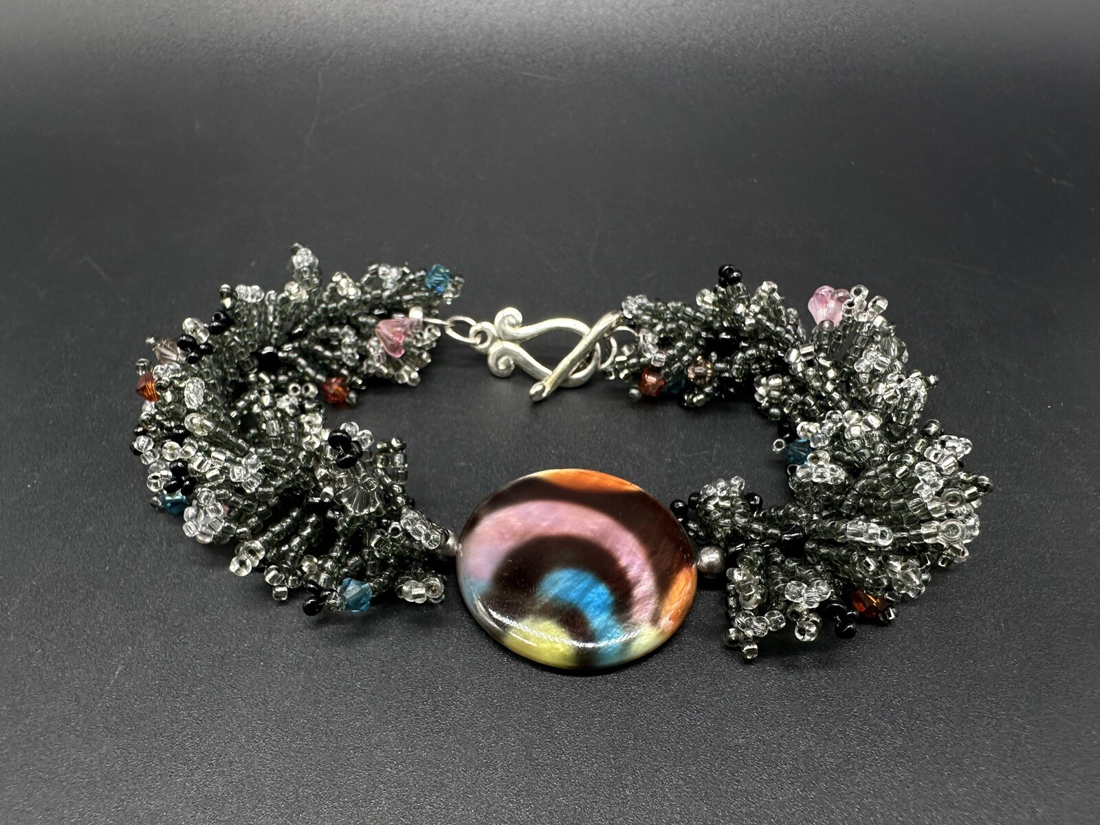 Sterling Silver Statement Loaded Center Piece Bra… - image 5