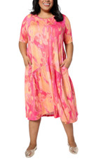 LOGO by Lori Goldstein Rayon 230 Elbow Sleeve Dress Coral Combo