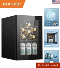 Whisper-Quiet 18L Wine and Beverage Cooler with Removable Shelves – 37°F-57°F