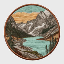 River Mountain Patch Iron-on Applique Decorative Nature Badge Forest Hiking