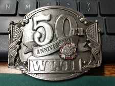 1991 SISKIYOU WORLD WAR TWO 50TH ANNIVERSARY WWII WW2 BELT BUCKLE 