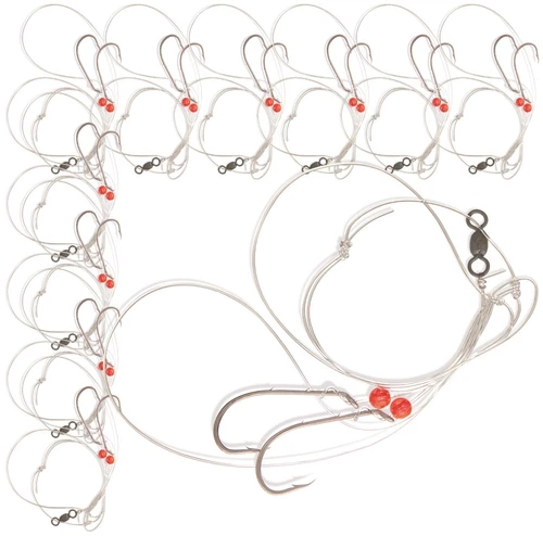 UMT - 10 Pack Hi/Lo Sea Bass Rigs  Mustad 3/0 Bait Hooks, 60lb Line, 80lb Swivel