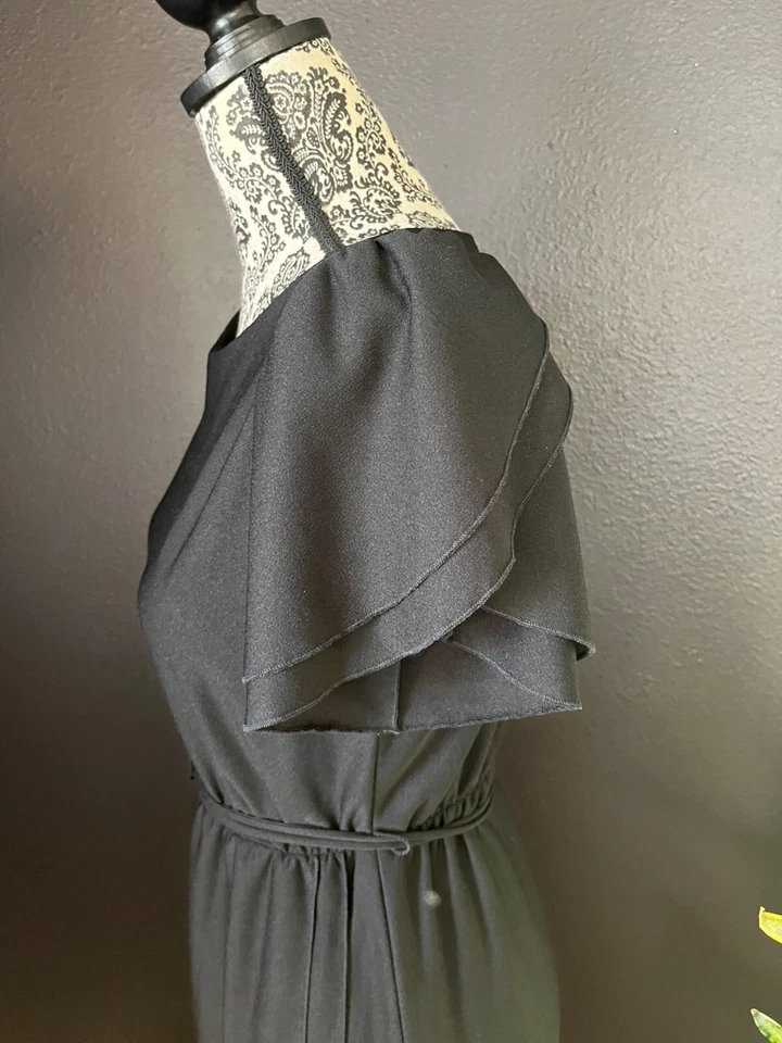 Vestido de Secretaria Discoteca Negro Vintage Años 70 80 Talla 6 Bibliotecario Maestro Academia Foto 4 de 4