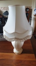 Large 61cm Table Lamp and Base with Tasselled Shade In Cream VGC