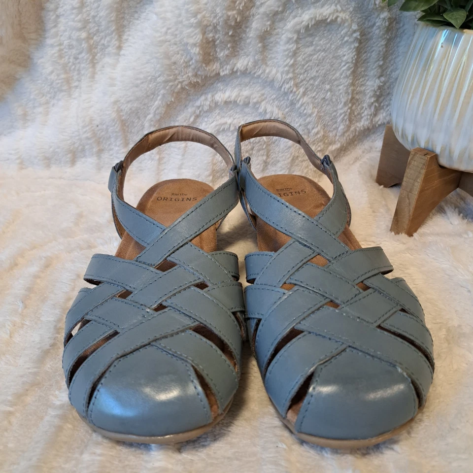 Earth Origins Berri Zapatos Planos Cuero Azul Punta Cerrada Marroquíes Boho Talla 10 W Foto 3 de 4